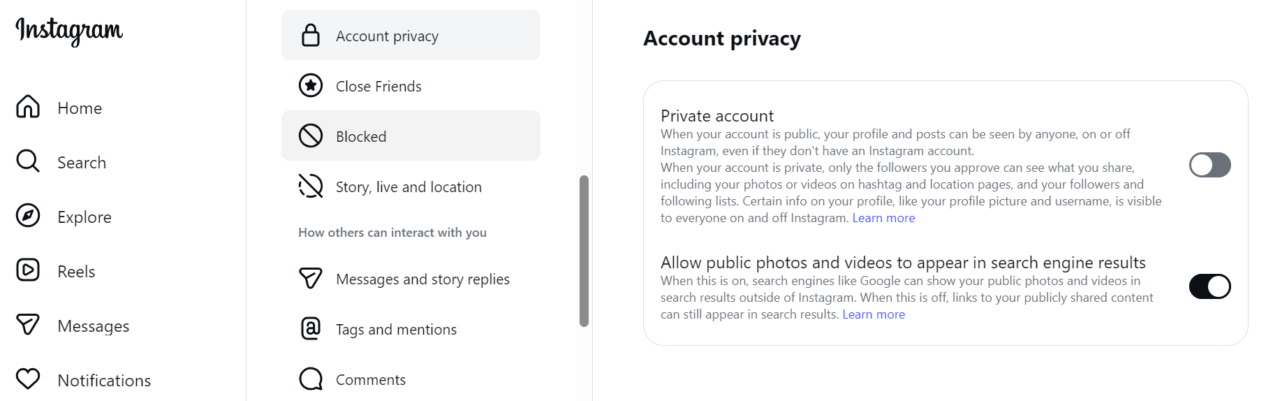 7. Allow Search Engines to Index Your Profile