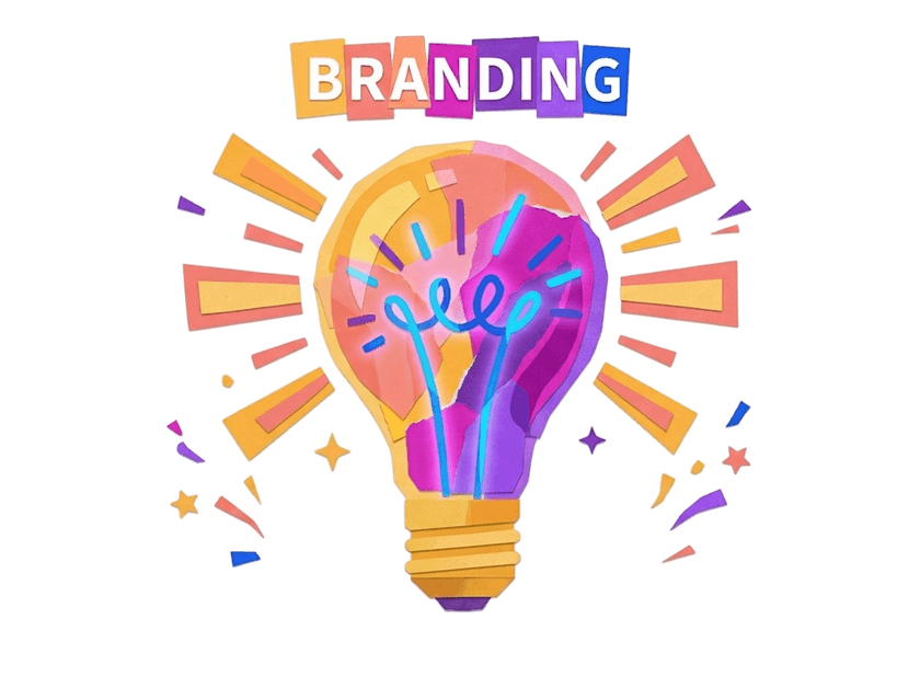 Creative branding and corporate identity services, featuring a glowing lightbulb illustration to represent innovative brand strategy and design.